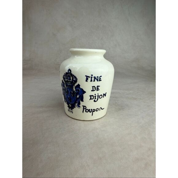 Antique French Ceramic De Dijon Grey Poupon Jar Sarreguemines Pottery 3.5" - Picture 4 of 8